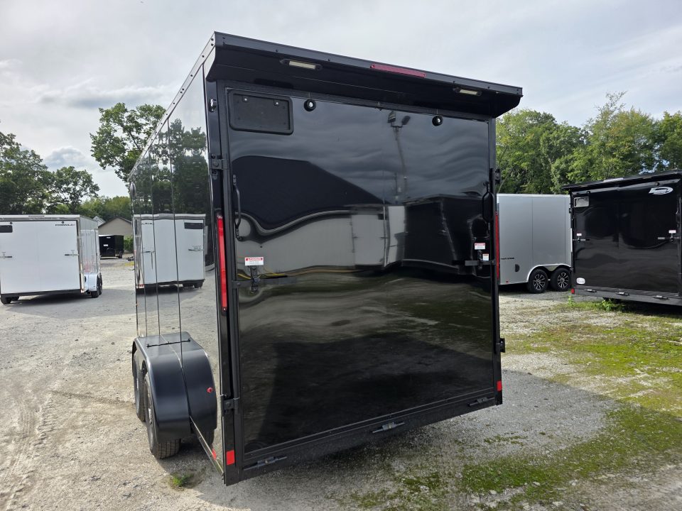 New 2027 Look Trailers 7X16 7' INSIDE RAMP DOOR 80" REAR OPENING 7 X 16 BLACKOUT SCREWLESS Cargo / Enclosed Trailer