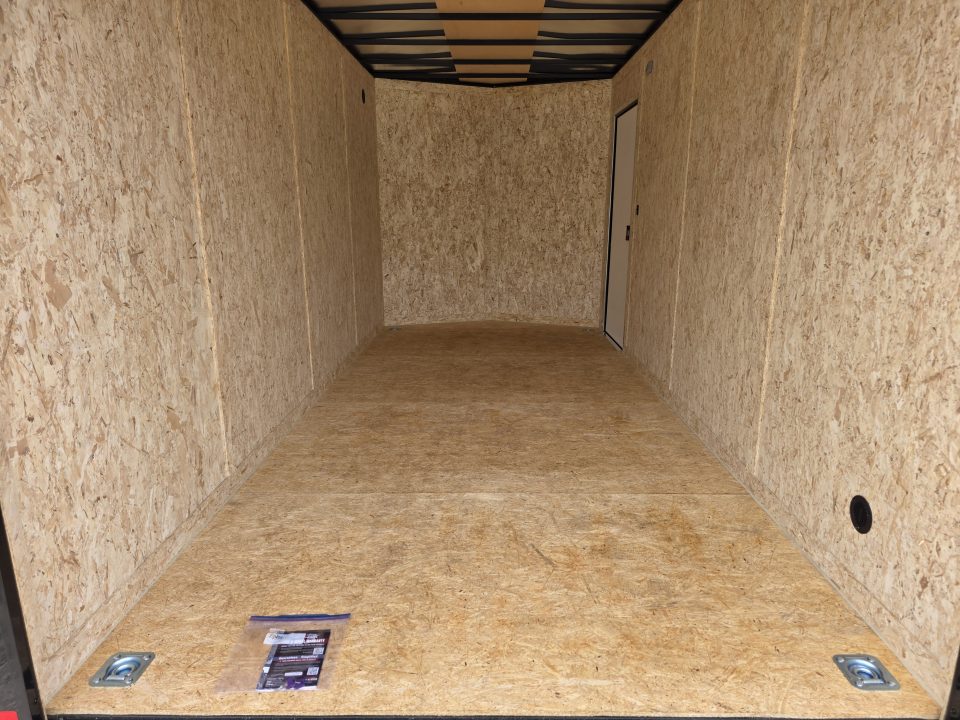 New 2027 Look Trailers 7X16 7' INSIDE RAMP DOOR 80" REAR OPENING 7 X 16 BLACKOUT SCREWLESS Cargo / Enclosed Trailer