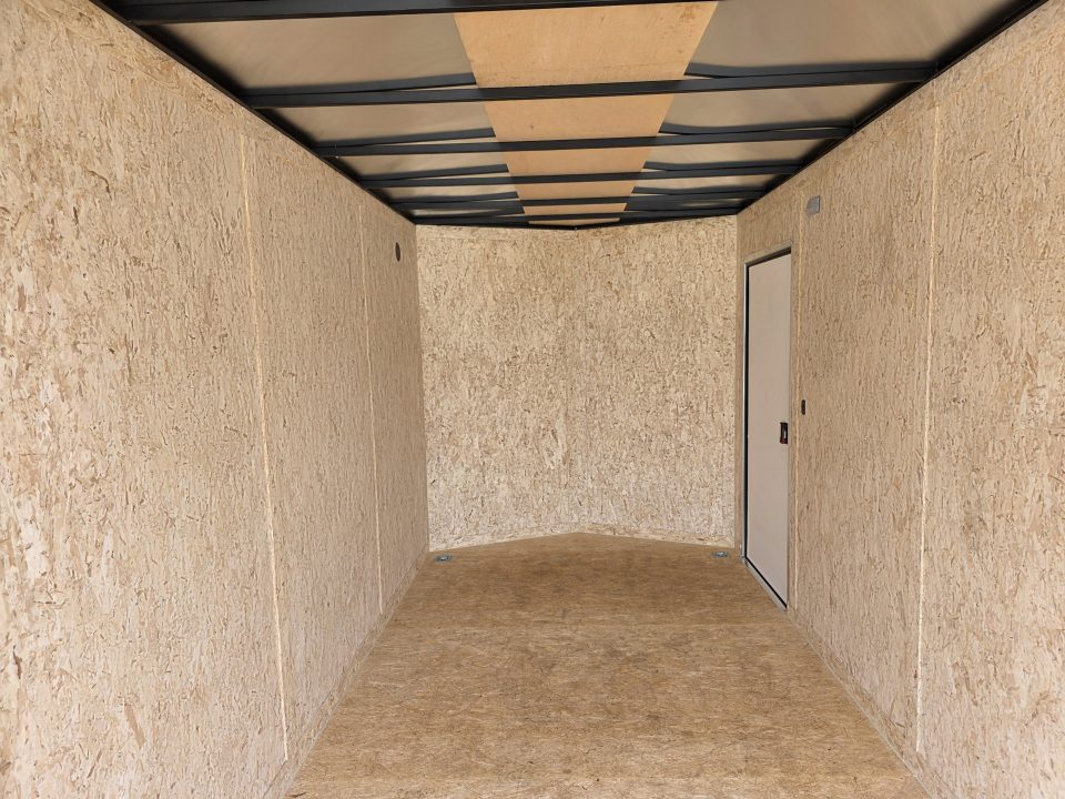 New 2027 Look Trailers 7X16 7' INSIDE RAMP DOOR 80" REAR OPENING 7 X 16 BLACKOUT SCREWLESS Cargo / Enclosed Trailer