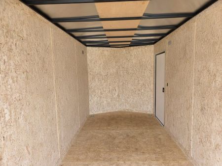 New 2027 Look Trailers 7X16 7' INSIDE RAMP DOOR 80" REAR OPENING 7 X 16 BLACKOUT SCREWLESS Cargo / Enclosed Trailer