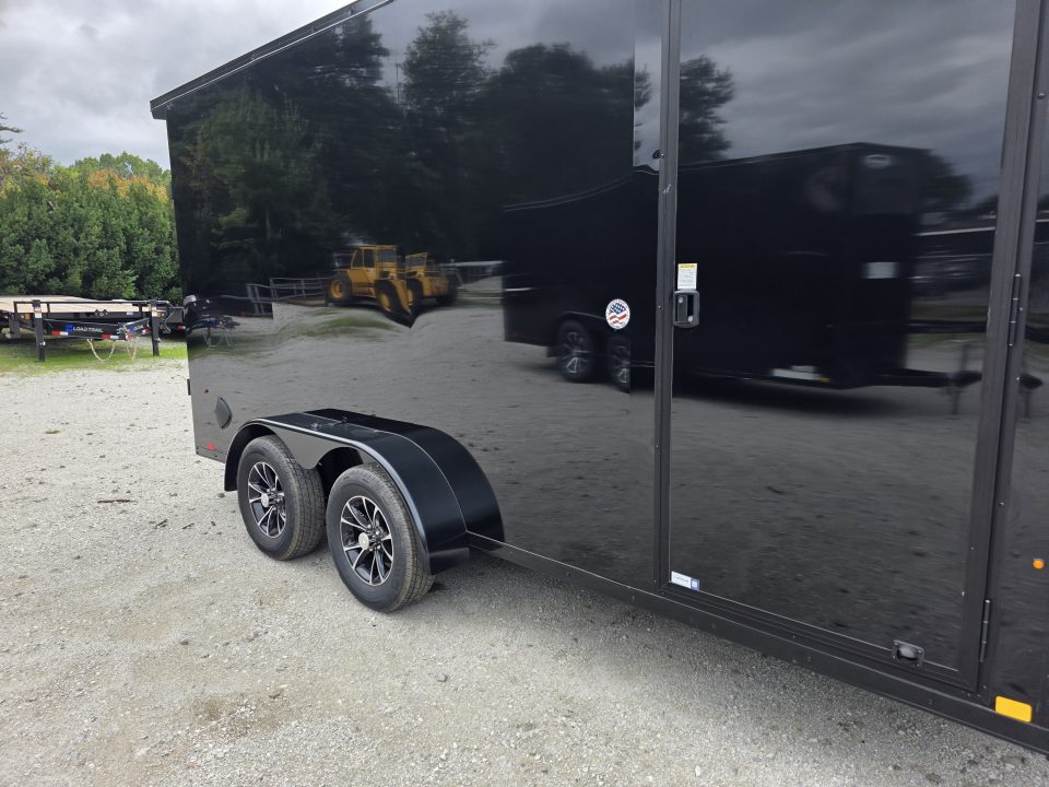 New 2027 Look Trailers 7X16 7' INSIDE RAMP DOOR 80" REAR OPENING 7 X 16 BLACKOUT SCREWLESS Cargo / Enclosed Trailer