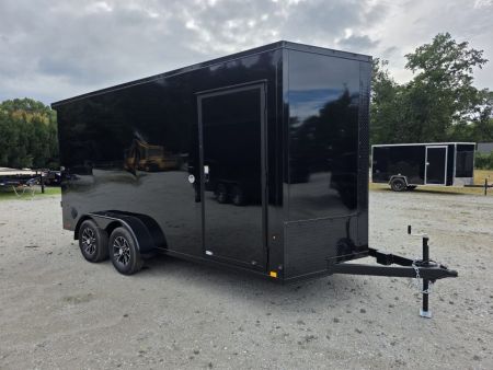 New 2027 Look Trailers 7X16 7' INSIDE RAMP DOOR 80  REAR OPENING 7 X 16 BLACKOUT SCREWLESS Cargo / Enclosed Trailer