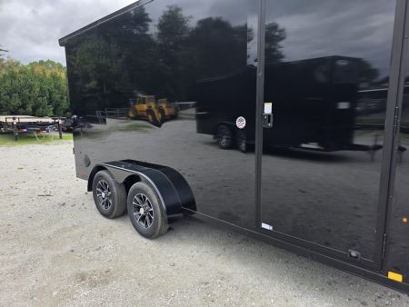 New 2027 Look Trailers 7X16 7' INSIDE RAMP DOOR 80" REAR OPENING 7 X 16 BLACKOUT SCREWLESS Cargo / Enclosed Trailer