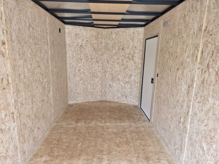New 2027 Look Trailers 7X16 7' INSIDE RAMP DOOR 80" REAR OPENING 7 X 16 BLACKOUT SCREWLESS Cargo / Enclosed Trailer