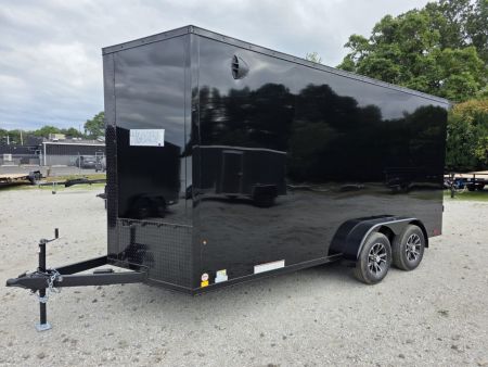 New 2027 Look Trailers 7X16 7' INSIDE RAMP DOOR 80" REAR OPENING 7 X 16 BLACKOUT SCREWLESS Cargo / Enclosed Trailer