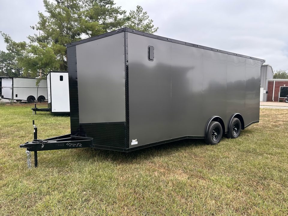 New 2027 8.5x20 Car Hauler 5200 lb torsions Charcoal poly-Blackout- Enclosed Car Hauler