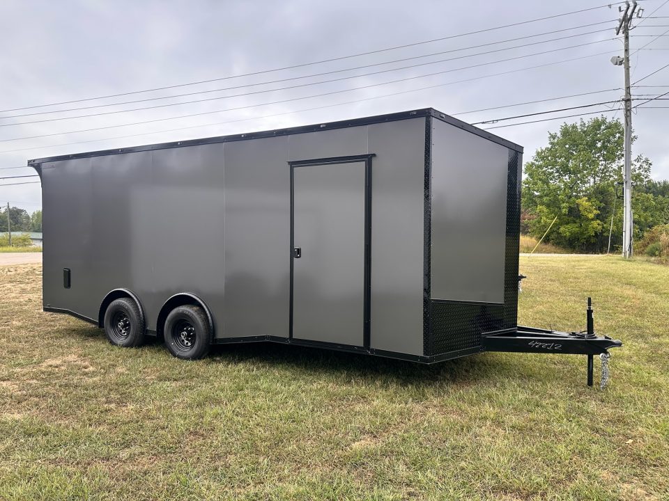 New 2027 8.5x20 Car Hauler 5200 lb torsions Charcoal poly-Blackout- Enclosed Car Hauler