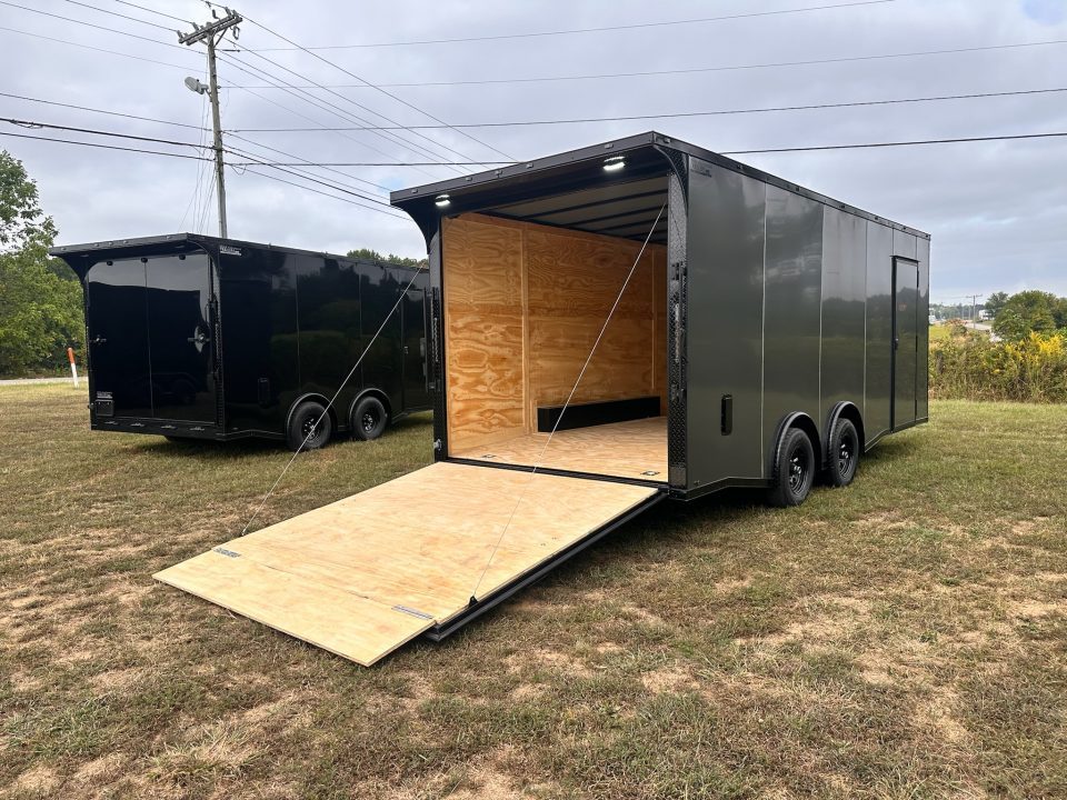New 2027 8.5x20 Car Hauler 5200 lb torsions Charcoal poly-Blackout- Enclosed Car Hauler