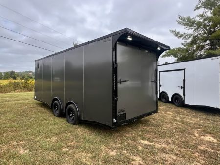 New 2027 8.5x20 Car Hauler 5200 lb torsions Charcoal poly-Blackout- Enclosed Car Hauler