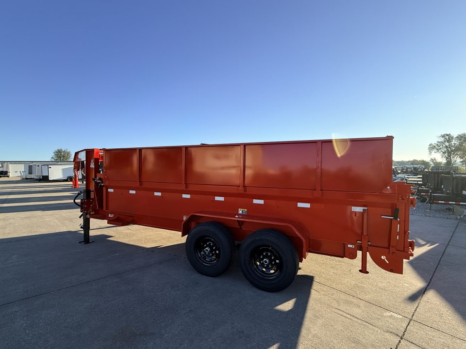New 2027 H&H Red 83"x16' 15.4k Telescopic I-Beam Gooseneck Dump Trailer