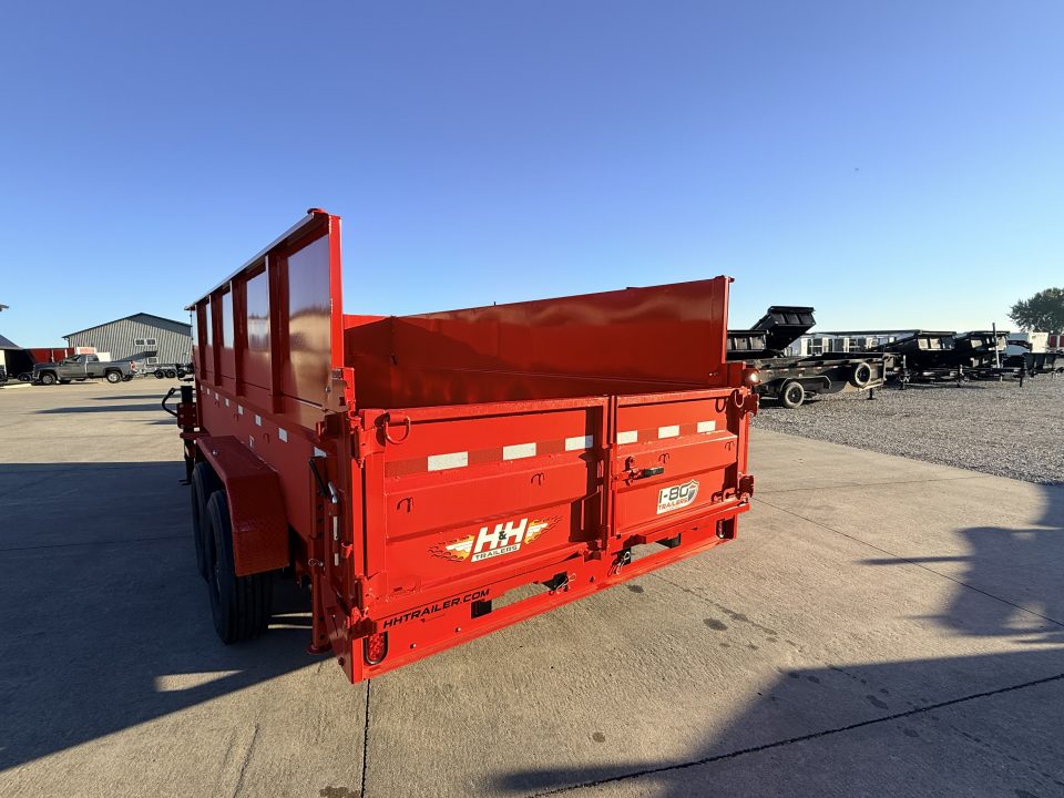 New 2027 H&H Red 83"x16' 15.4k Telescopic I-Beam Gooseneck Dump Trailer