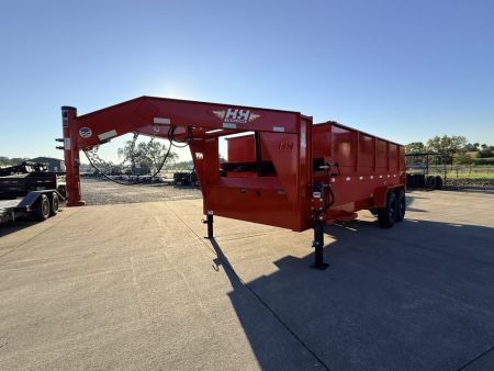 New 2027 H&H Red 83"x16' 15.4k Telescopic I-Beam Gooseneck Dump Trailer