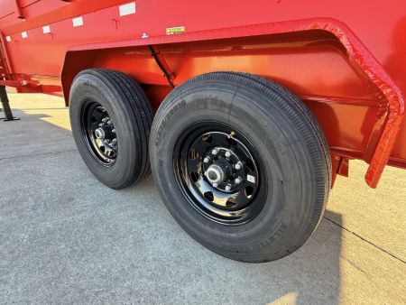 New 2027 H&H Red 83"x16' 15.4k Telescopic I-Beam Gooseneck Dump Trailer
