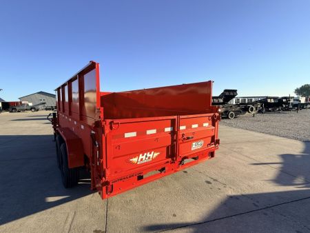 New 2027 H&H Red 83"x16' 15.4k Telescopic I-Beam Gooseneck Dump Trailer