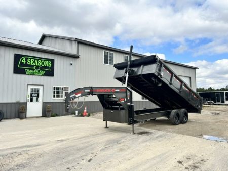 New 2027 MAXX-D D9X 96X16 GN DECKOVER FOLD DOWN SIDES HYDRO JACKS 16K GVWR Dump Trailer