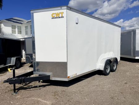 New 2027 Covered Wagon Trailers 7X16 TA 7FT INT HEIGHT WHITE RAMP Cargo / Enclosed Trailer