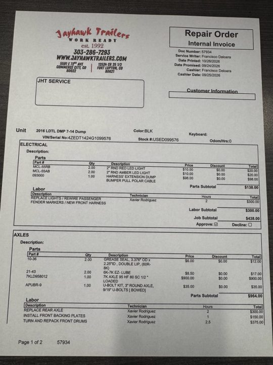 Used 2016 Load Trail 7-14 Dump Other