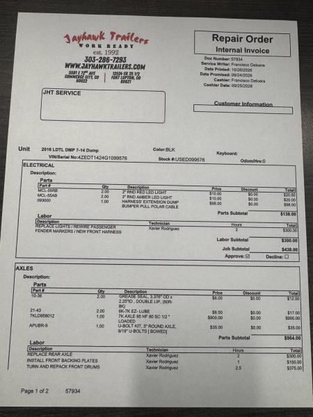 Used 2016 Load Trail 7-14 Dump Other