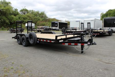 New 2027 Sure-Trac 7x18 14K Equipment Trailer - Tool Box + Spare Tire + Winch Plate