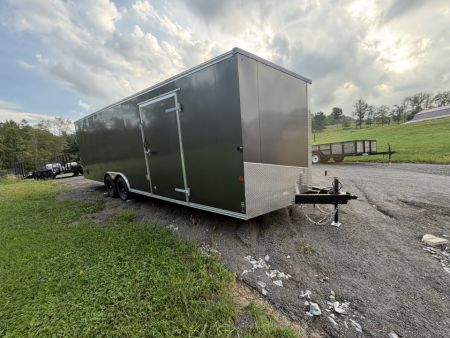New 2026 Car Mate Trailers 8 1/2 X 24 Avalanche Enclosed Trailer (V-Nose) Charcoal Gray w/ Ramp - 9990# GVWR