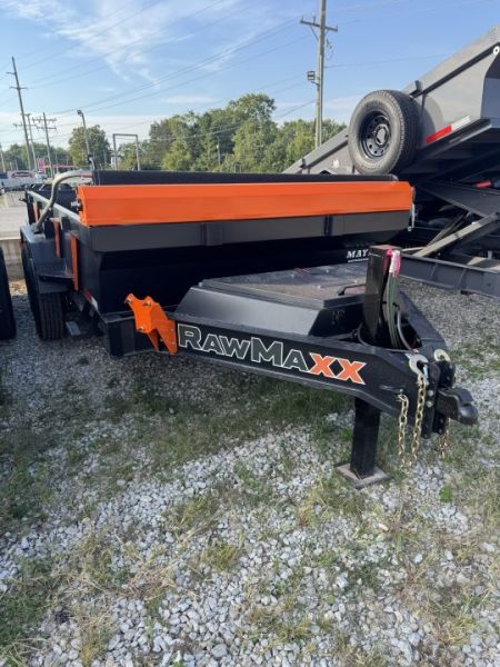 New 2027 RawMaxx LPXSE14BP16K Dump Trailer 83X14 TA 22  SIDES (GVW:16000) BLACK/ORANGE 2-TONED