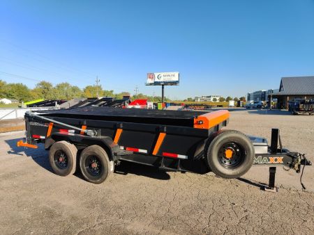 New 2027 RawMaxx LPXSE14BP16K Dump Trailer 83X14 TA 22  SIDES (GVW:16000) BLACK/ORANGE 2-TONED