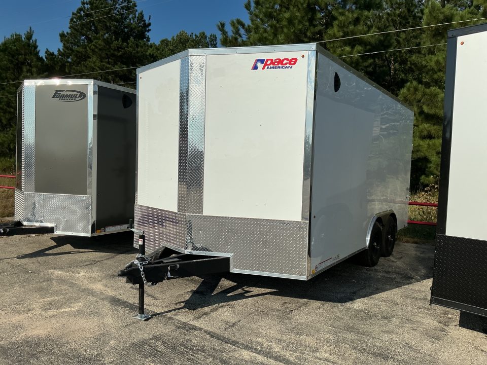 New 2027 Pace American 8.5 x 16 Outback DLX Flat Top V-Nose Car Hauler 10KSTANDARD INTERIOR HEIGHT