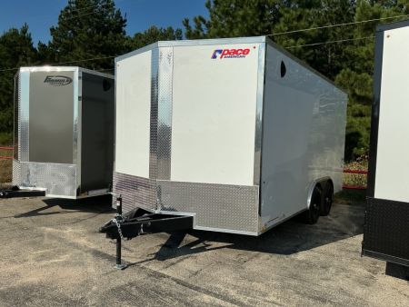 New 2027 Pace American 8.5 x 16 Outback DLX Flat Top V-Nose Car Hauler 10KSTANDARD INTERIOR HEIGHT