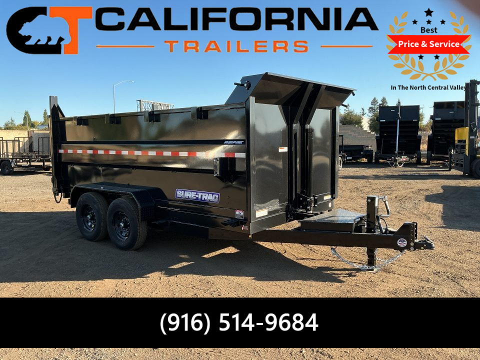 New 2027 Sure-Trac 7x14 HD Low Profile 4ft Side Telescopic 14K Dump Trailer