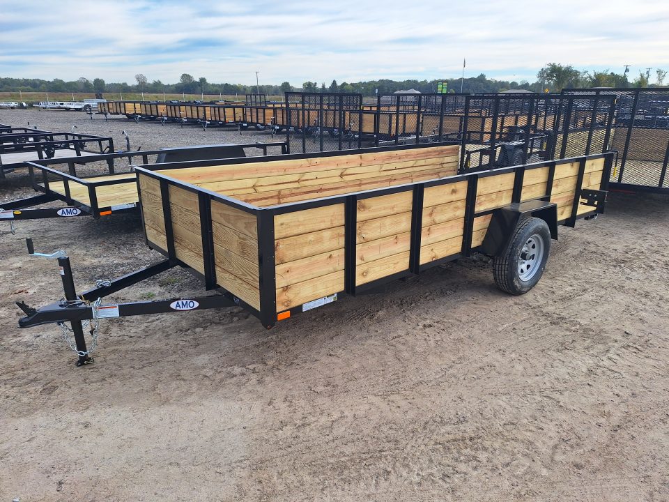 New 2027 AMO 76x14 High Woodside Utility Trailer W/ Led Lights & Spring Assist Gate