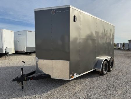 New 2027 Cross Charcoal 7'x14' 7k Beta Flat Top V-Nose Enclosed Cargo Trailer