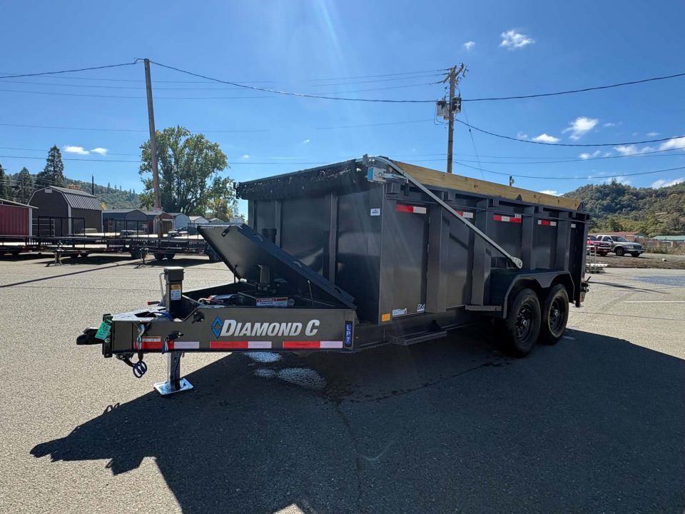 New SALE! 15500 GVWR 44" SIDES DUMP TRAILER 2027 Diamond C LPT207 82X14 LITHIUM BATTERY CARBON METALLIC GRAY