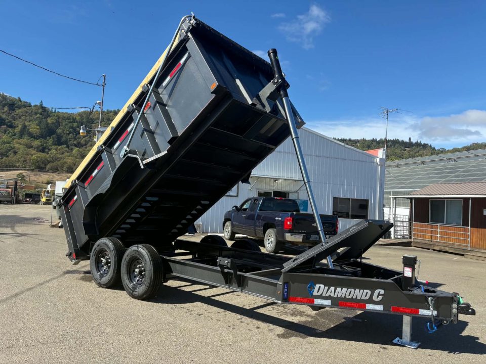 New SALE! 15500 GVWR 44" SIDES DUMP TRAILER 2027 Diamond C LPT207 82X14 LITHIUM BATTERY CARBON METALLIC GRAY