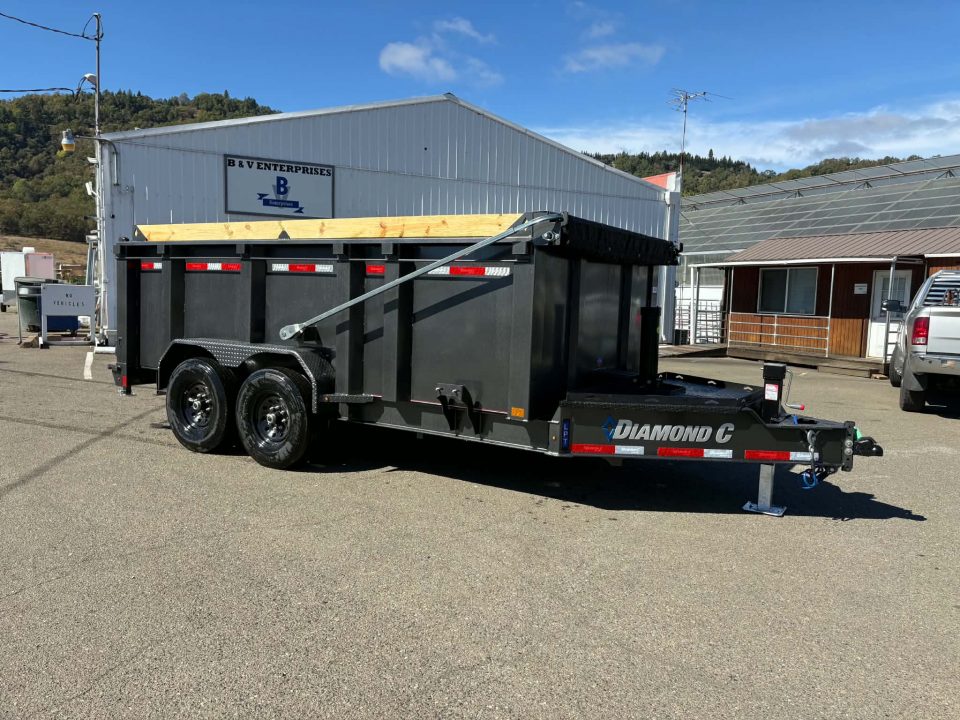 New SALE! 15500 GVWR 44" SIDES DUMP TRAILER 2027 Diamond C LPT207 82X14 LITHIUM BATTERY CARBON METALLIC GRAY
