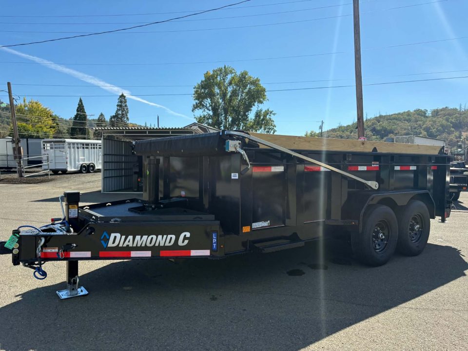 New SALE! 15500 GVWR DUMP TRAILER 32" SIDES LITHIUM UPGRADE 2027 Diamond C LPT207 82X14 LOW PROFILE ONYX BLACK