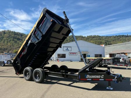 New SALE! 15500 GVWR DUMP TRAILER 32" SIDES LITHIUM UPGRADE 2027 Diamond C LPT207 82X14 LOW PROFILE ONYX BLACK