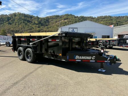 New SALE! 15500 GVWR DUMP TRAILER 32" SIDES LITHIUM UPGRADE 2027 Diamond C LPT207 82X14 LOW PROFILE ONYX BLACK