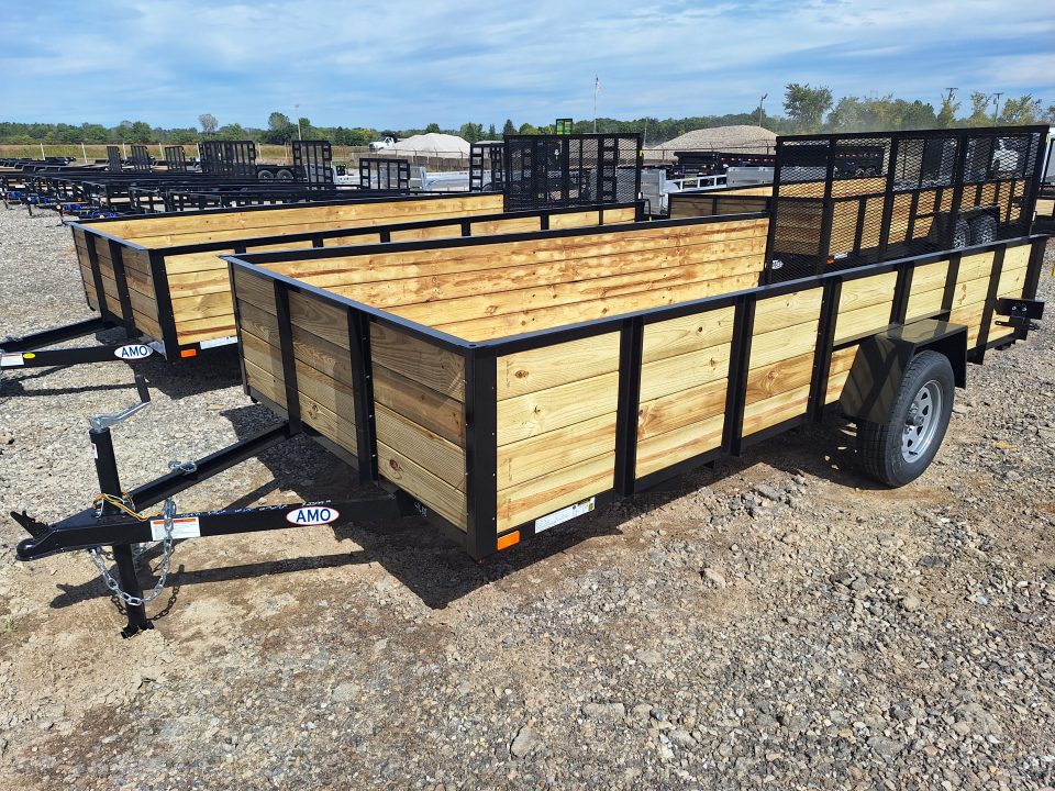New 2027 AMO 76x14 High Woodside Utility Trailer W/ Led Lights & Spring Assist Gate