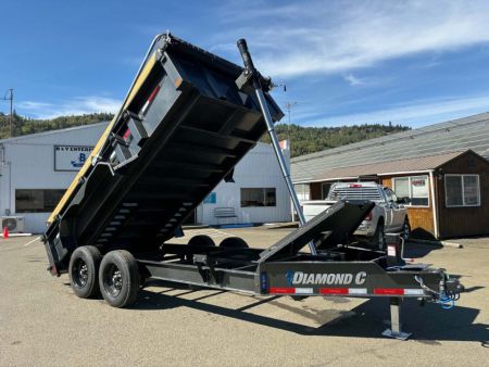 New SALE! 15500 GVWR DUMP TRAILER 2027 Diamond C LPT207 82X14 LOW PROFILE SOLAR TIRE UPGRADE CARBON METALLIC