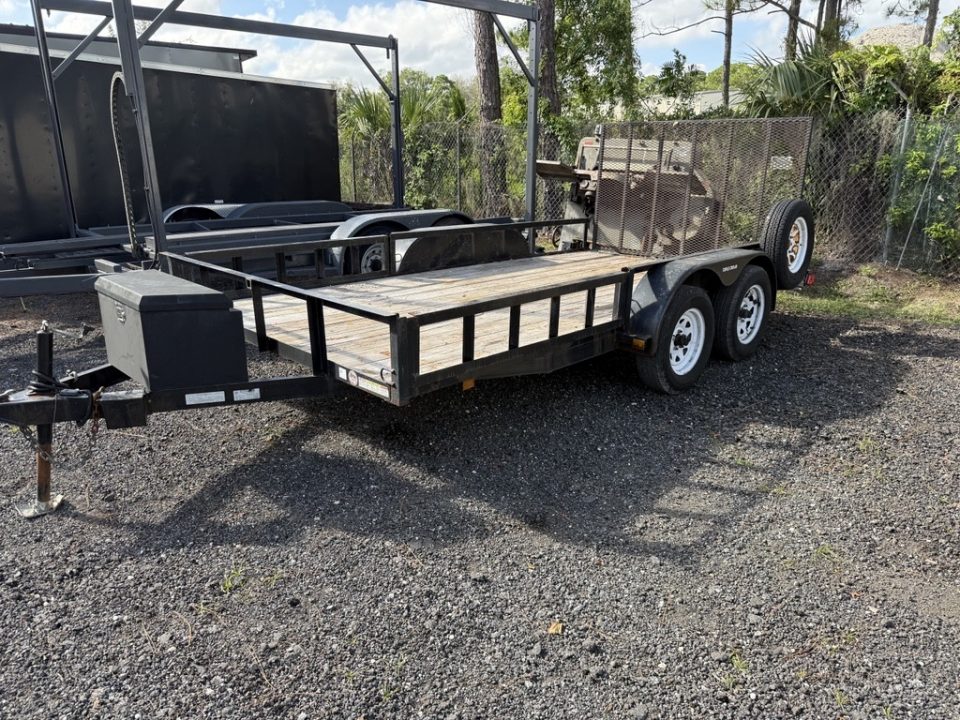 Used 2021 Triple Crown Trailers 7 x 14 Tandem Axle ATV Utility Trailer with 2 5' Removable Side Load ATV Ramps Utility Trailer