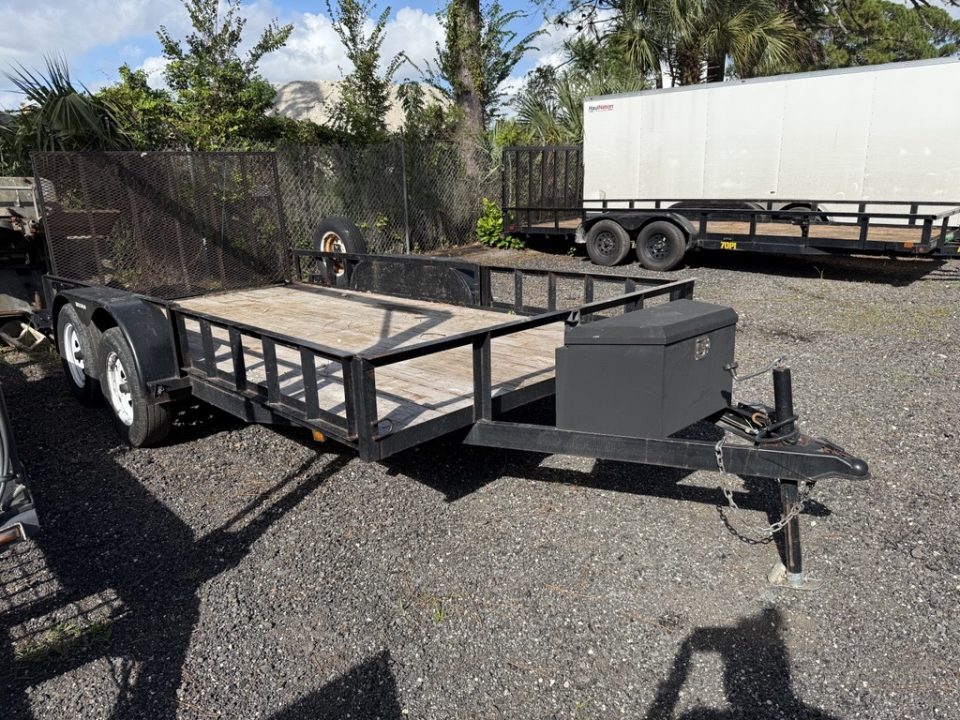 Used 2021 Triple Crown Trailers 7 x 14 Tandem Axle ATV Utility Trailer with 2 5' Removable Side Load ATV Ramps Utility Trailer