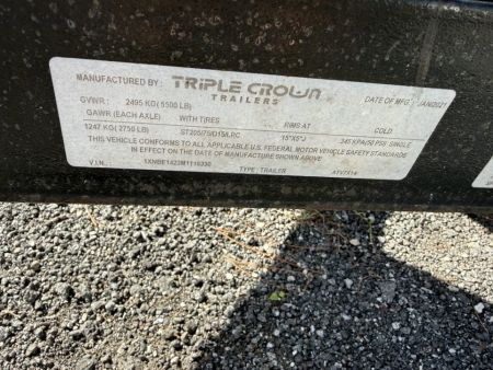 Used 2021 Triple Crown Trailers 7 x 14 Tandem Axle ATV Utility Trailer with 2 5' Removable Side Load ATV Ramps Utility Trailer