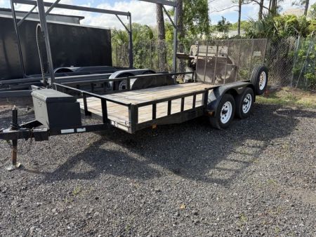 Used 2021 Triple Crown Trailers 7 x 14 Tandem Axle ATV Utility Trailer with 2 5' Removable Side Load ATV Ramps Utility Trailer