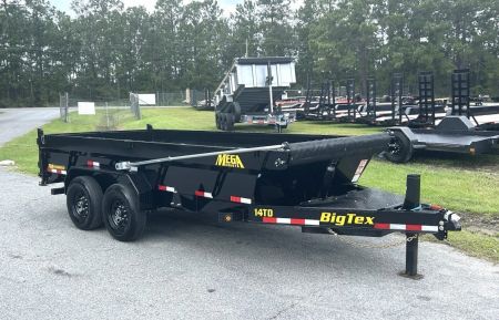 New 2027 Big Tex 14TDX Dump Trailer, 7x16, 7ga Floor, Hydraulic Jack, Swing Tarp , 6-Stage Telescopic