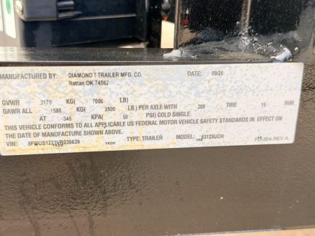 New 2027 Diamond T 7-12 Tandem Axle Ramp Gate Utility 7K GVWR