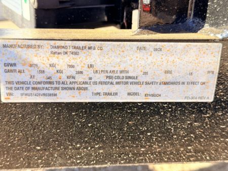 New 2027 Diamond T 7-14 Tandem Axle Ramp Gate Utility 7K GVWR