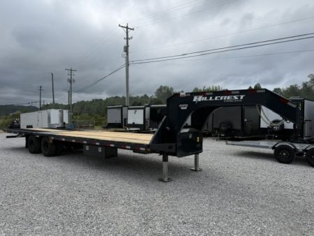 New HillCrest Gooseneck 20+12 Auto Latching Hydraulic Dovetail- 25.9K W/ Hyd Jacks, 14 Ply Tires, & Underslung Toolbox