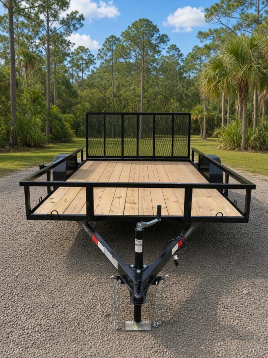 New 2026 Southern Grace Steel Fabrication 7x12 Utility Trailer with Mesh Back Gate with 2990 GVWR
