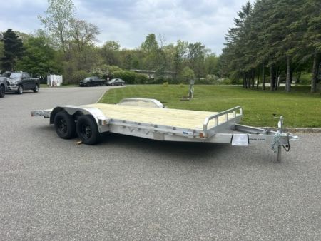 New 2027 ALCOM Open ECO-7X18 Aluminum with Wood Deck Car Hauler