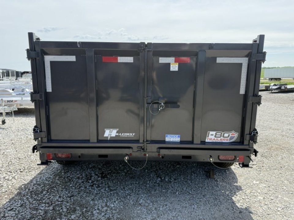 New 2027 Hillcrest Charcoal 7'x16' 21k Triple Axle 40" Side Gooseneck Dump Trailer
